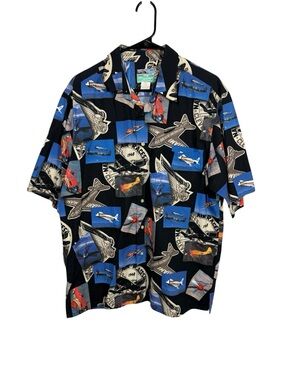 Reyn Spooner Airplanes Aviation Button Up Shirt Size Large